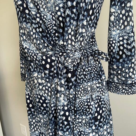 BCBG Max Azria Wrap Dress Ellyette Blue Feather Work Wear XS - Picture 3 of 9